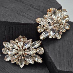 GoldTone Rhinestone Shoe Clip Buckle Decoration Bridal Glam Party Classy Elegant